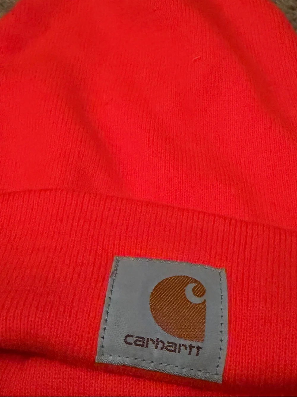 Carhartt Neon Orange Cuffed Beanie with Logo Patch